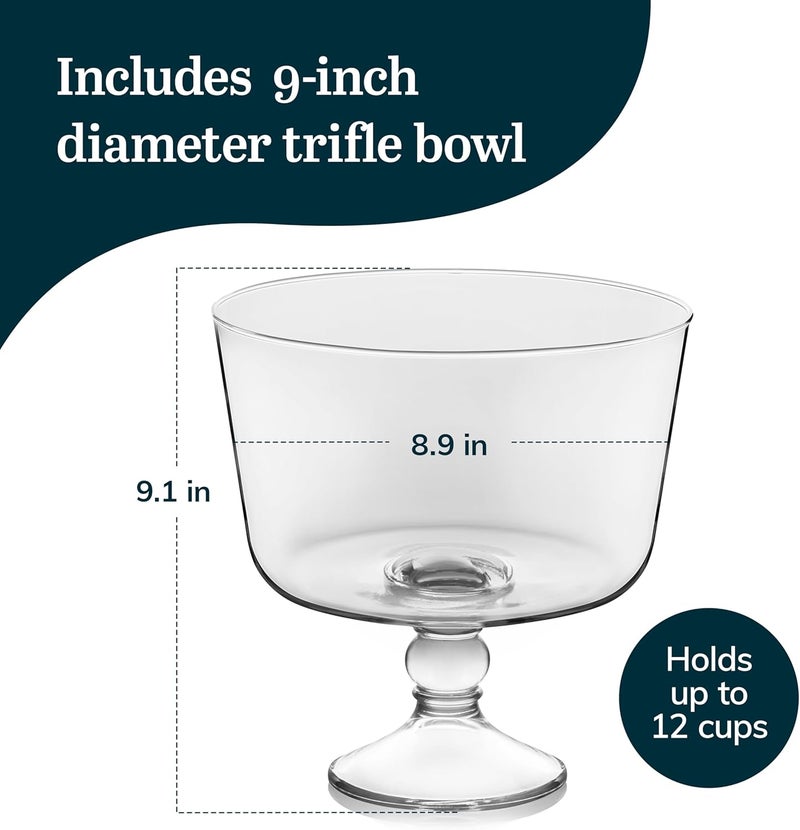 LIBBEY وعاء تريفل زجاجي مع قاعدة سيلين، مستوحى من الحرفيين، وعاء زجاجي كلاسيكي شفاف مع قاعدة، طبق تريفل للحلويات المكونة من طبقات، الفواكه والسلطات - Image 3