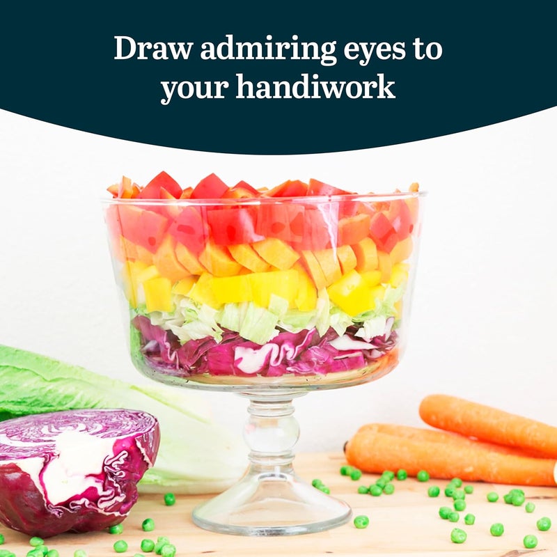 LIBBEY وعاء تريفل زجاجي مع قاعدة سيلين، مستوحى من الحرفيين، وعاء زجاجي كلاسيكي شفاف مع قاعدة، طبق تريفل للحلويات المكونة من طبقات، الفواكه والسلطات - Image 2