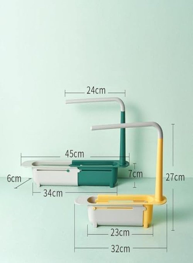 SMARAN Kitchen Sink Organizer Rack – Adjustable & Expandable Sink Storage Basket with Cloth Hanger | Over-Sink Drainer Shelf for Sponge, Soap, Brush | Telescopic Sink Rack Holder (Pack of 1) - Image 2