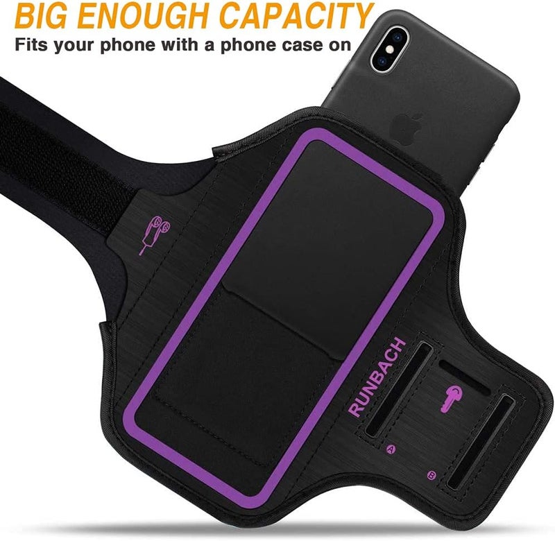RUNBACH Armband for iPhone 16 Pro Max/16 Plus/15 Pro Max/15 Plus/iPhone 14 Pro Max/14 Plus/13 Pro Max/12 Pro Max/11 Pro Max/Xs Max,Running Exercise Armband with Card Slot for iPhone Max (Purple) - Image 5