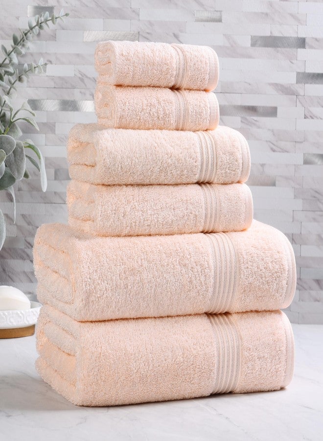 Superior Heritage Egyptian Cotton 6 Piece Towel Set, Heavyweight Towels for Bathroom, Guest Bath, Luxury Home Decor, Plush Absorbent Essentials, Includes 2 Bath, 2 Hand, 2 Face Towels, Peach - Image 1