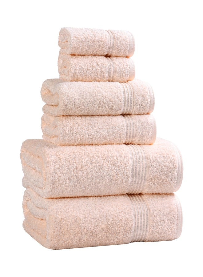 Superior Heritage Egyptian Cotton 6 Piece Towel Set, Heavyweight Towels for Bathroom, Guest Bath, Luxury Home Decor, Plush Absorbent Essentials, Includes 2 Bath, 2 Hand, 2 Face Towels, Peach - Image 2