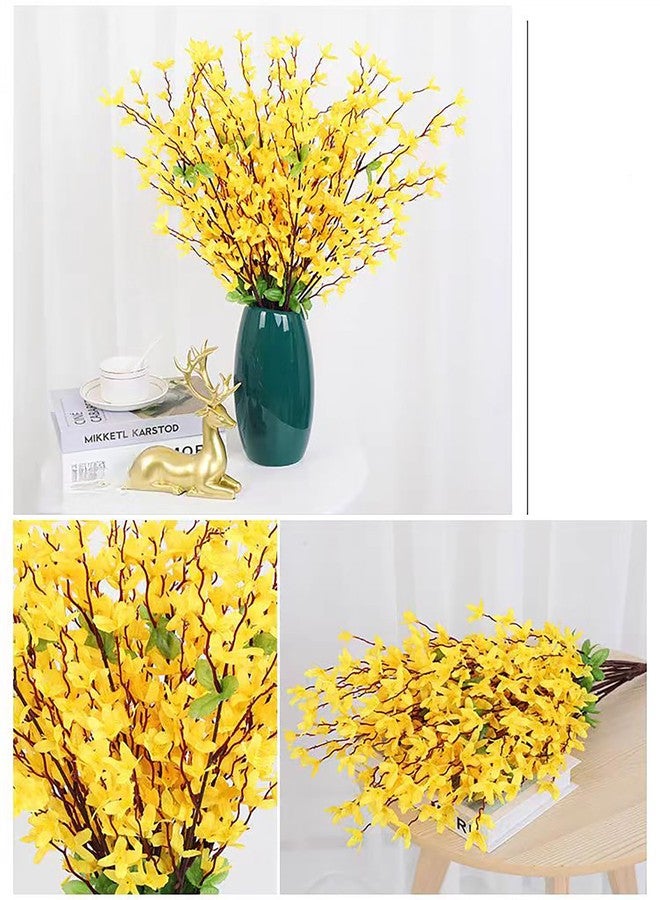 JOJAZE Artificial Silk Forsythia Flower Branches Jasmine Flowers Yellow Silk Fake Winter Jasmine Orchids Flowers for Indoor Outdoor DIY Floral Arrangement Wedding Party Home Office Decorate - Image 4