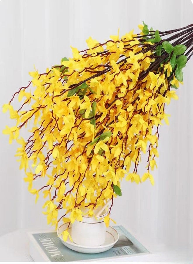 JOJAZE Artificial Silk Forsythia Flower Branches Jasmine Flowers Yellow Silk Fake Winter Jasmine Orchids Flowers for Indoor Outdoor DIY Floral Arrangement Wedding Party Home Office Decorate - Image 5