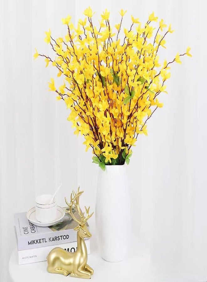 JOJAZE Artificial Silk Forsythia Flower Branches Jasmine Flowers Yellow Silk Fake Winter Jasmine Orchids Flowers for Indoor Outdoor DIY Floral Arrangement Wedding Party Home Office Decorate - Image 3
