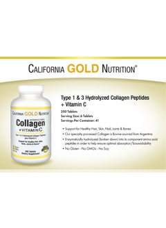 California Gold Nutrition California Gold Nutrition Hydrolyzed Collagen Peptides & Vitamin C 250 Tablets  - Image 4