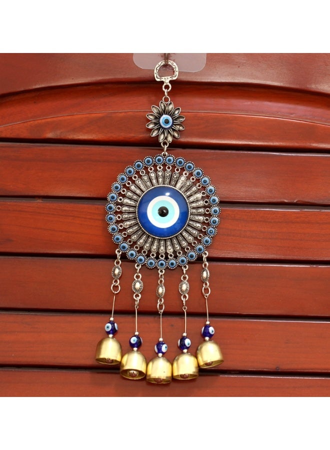 لاتين زينة جدارية على شكل عين شريرة زرقاء، جرس رياح معلق للمنزل، جرس رياح لمدخل المنزل والمكتب، عناصر ديكورية للمنزل - Image 1