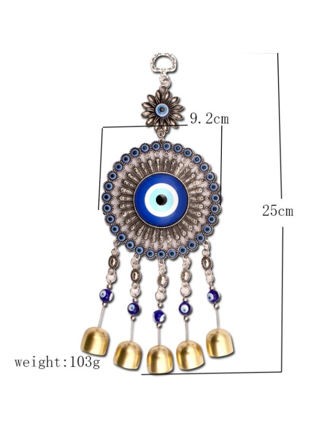 لاتين زينة جدارية على شكل عين شريرة زرقاء، جرس رياح معلق للمنزل، جرس رياح لمدخل المنزل والمكتب، عناصر ديكورية للمنزل - Image 2