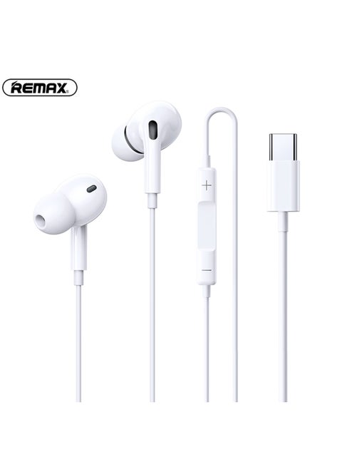 RM575a Wired Earphones with Type C Connector, In-ear, Built-in Microphone & Volume Control for Music and Call, White, USB C