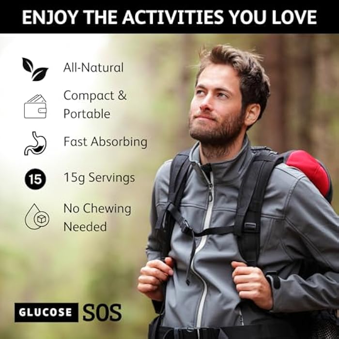 Glucose SOS أقراص جلوكوز SOS مصنوعة من مسحوق الدكستروز، هريس الفاكهة الطبيعي، سكر، أقراص جلوكوز، مكمل رياضي، أقراص سريعة المفعول تحتوي على 10 حصص فردية 15 جرام من الموز/المانجو/الخوخ - Image 4