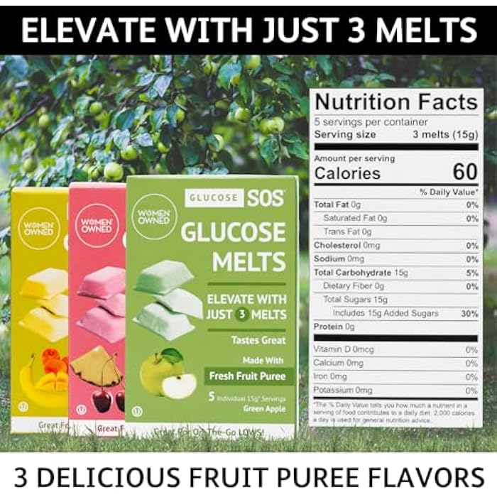 Glucose SOS أقراص جلوكوز SOS مصنوعة من مسحوق الدكستروز، هريس الفاكهة الطبيعي، سكر، أقراص جلوكوز، مكمل رياضي، أقراص سريعة المفعول تحتوي على 10 حصص فردية 15 جرام من الموز/المانجو/الخوخ - Image 3