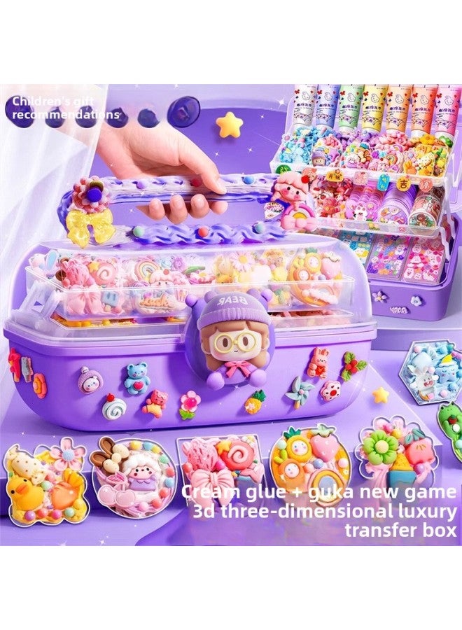 Goka Sticker Set Goka Cream Glue Sticker Hand Account Diy Material Storage Box Children's Toys Birthday Gift-Color:Cream Glue Goo Card 312-piece Set To Rack [buy A Box To Send A Bucket]]