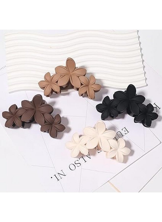 SGABANI 4PCS Claw Clips Non-Slip Matte Flower Hair Clips for Women Cute Clips, Hawaiian Hair Flower Clip Large Plumeria Hair Clip Strong Hold Hair Claws Accessories