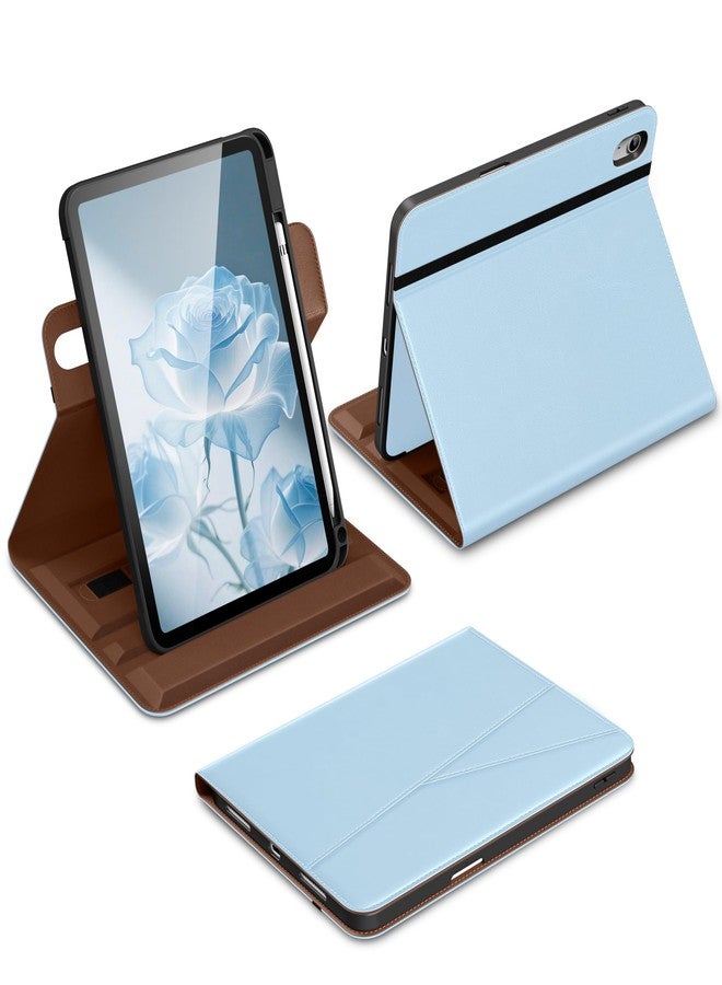 دتو جراب DTTO لجهاز iPad A16، جراب iPad من الجيل الحادي عشر/العاشر (2025/2022)، غطاء جلدي فاخر قابل للدوران 360 درجة مع حامل قلم، لون أزرق ثلجي - Image 1