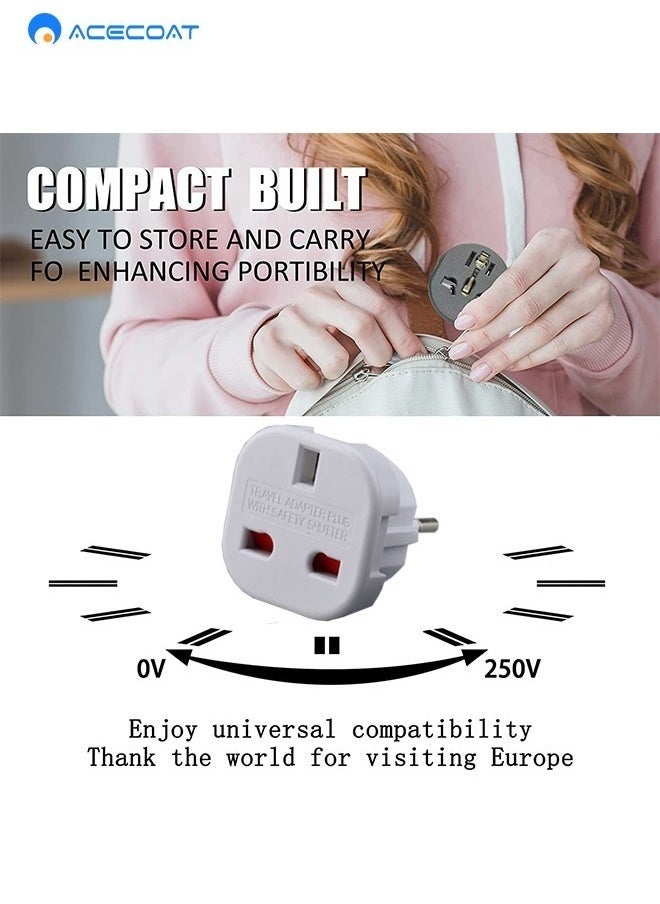 ACECOAT - 3 Packs EU Travel Plug Adapter,UK to European Power Converter Wall Charger Type G to Type C, E, F for Spain, France, Italy, Portugal, Germany, Netherlands, Greece, Poland, Turkey and More,White - Image 1