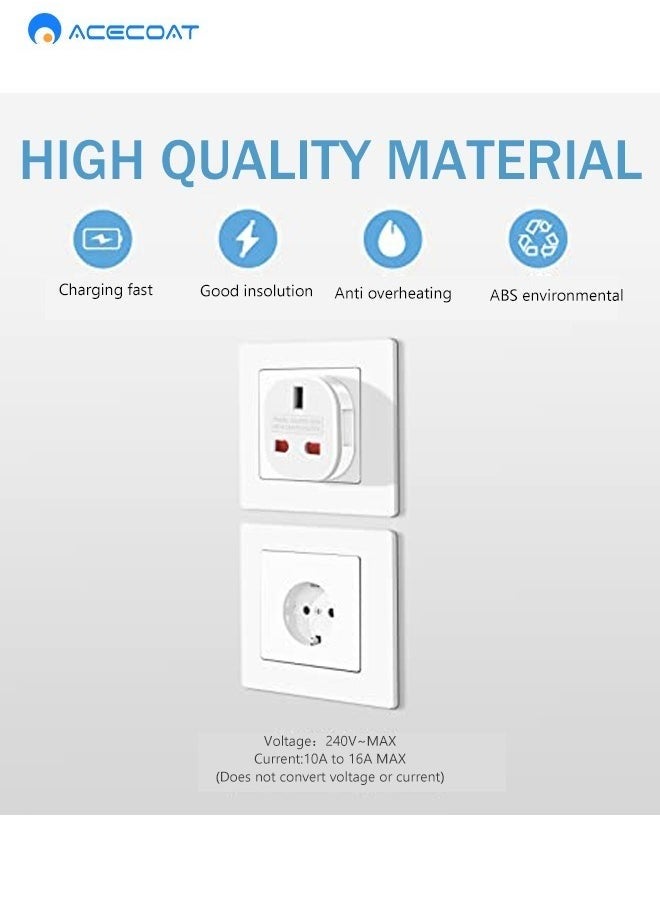 ACECOAT - 3 Packs EU Travel Plug Adapter,UK to European Power Converter Wall Charger Type G to Type C, E, F for Spain, France, Italy, Portugal, Germany, Netherlands, Greece, Poland, Turkey and More,White - Image 1