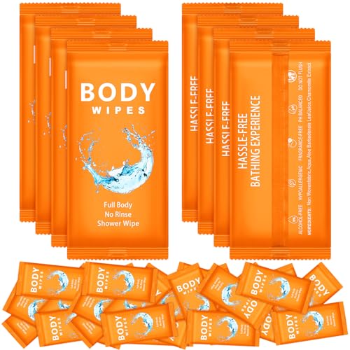 Treela 300 Pcs Large Body Wipes Bulk Deodorant Travel Size for Homeless Care Package Supplies Individually Wrapped Adults Bathing No Rinse Wet Wipes Men Women Hygiene Items709 X 984Orange - Image 2