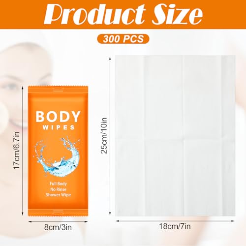 Treela 300 Pcs Large Body Wipes Bulk Deodorant Travel Size for Homeless Care Package Supplies Individually Wrapped Adults Bathing No Rinse Wet Wipes Men Women Hygiene Items709 X 984Orange - Image 5