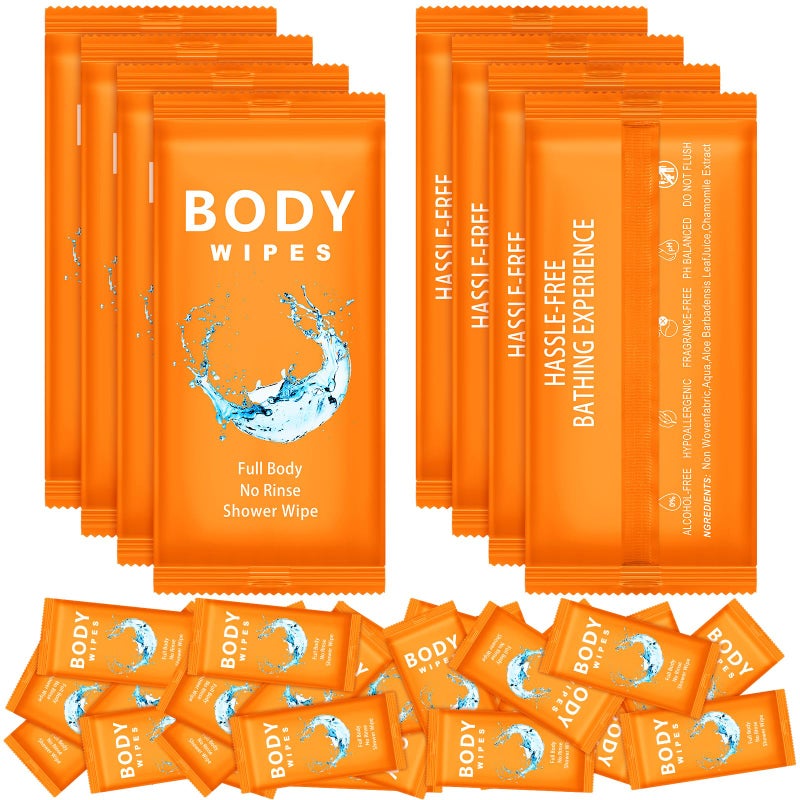Treela 300 Pcs Large Body Wipes Bulk Deodorant Travel Size for Homeless Care Package Supplies Individually Wrapped Adults Bathing No Rinse Wet Wipes Men Women Hygiene Items709 X 984Orange - Image 3