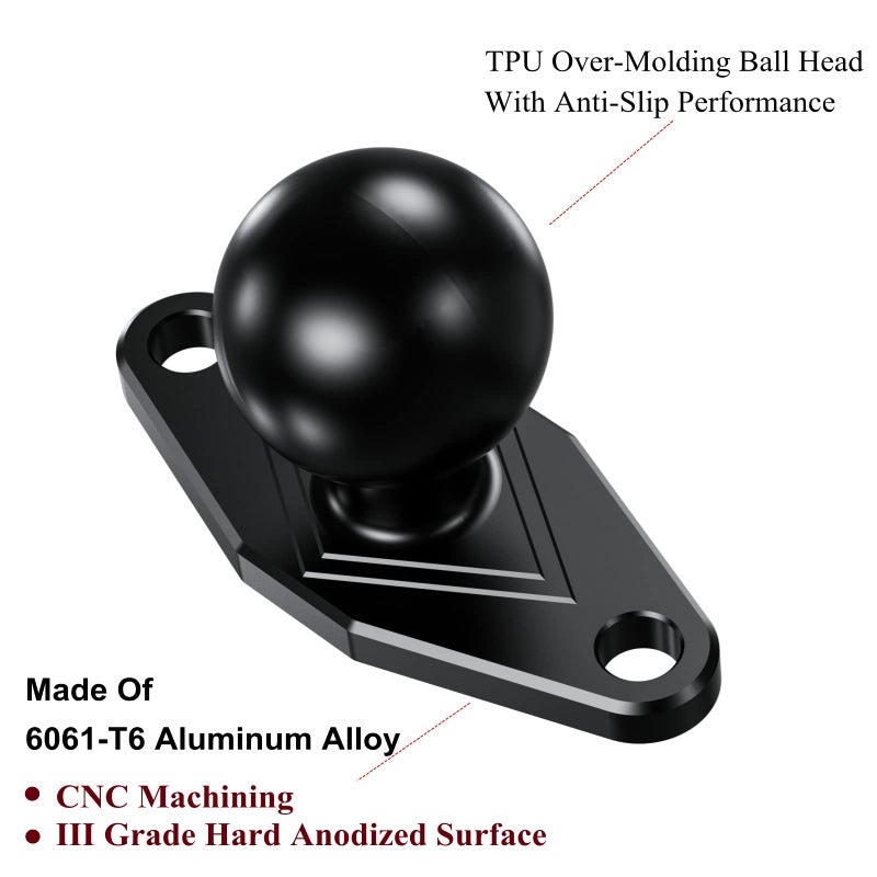 BRCOVAN 1'' Ball Mount with Aluminum Alloy Diamond Base, Features Industry-Standard AMPS Hole Pattern, Compatible with RAM Mounts B Size 1 inch Ball Double Socket Arm - Image 2