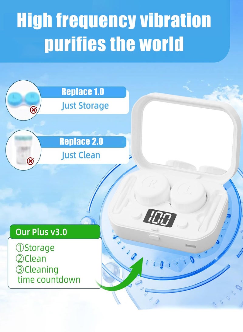 Contact lens case ultrasonic cleaning portable automatic rechargeable cleaning device storage beauty lens case - Image 2