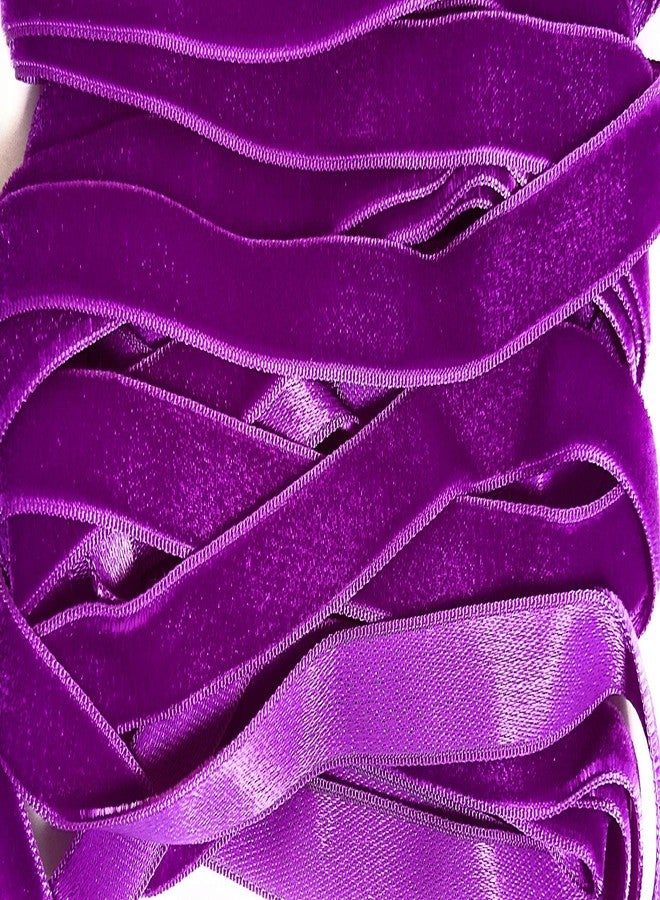 Vintage 3/8'' Velvet Ribbon - Made in Swiss #35 -(3/8'' Shadow Purple Velvet, 5 Yards)