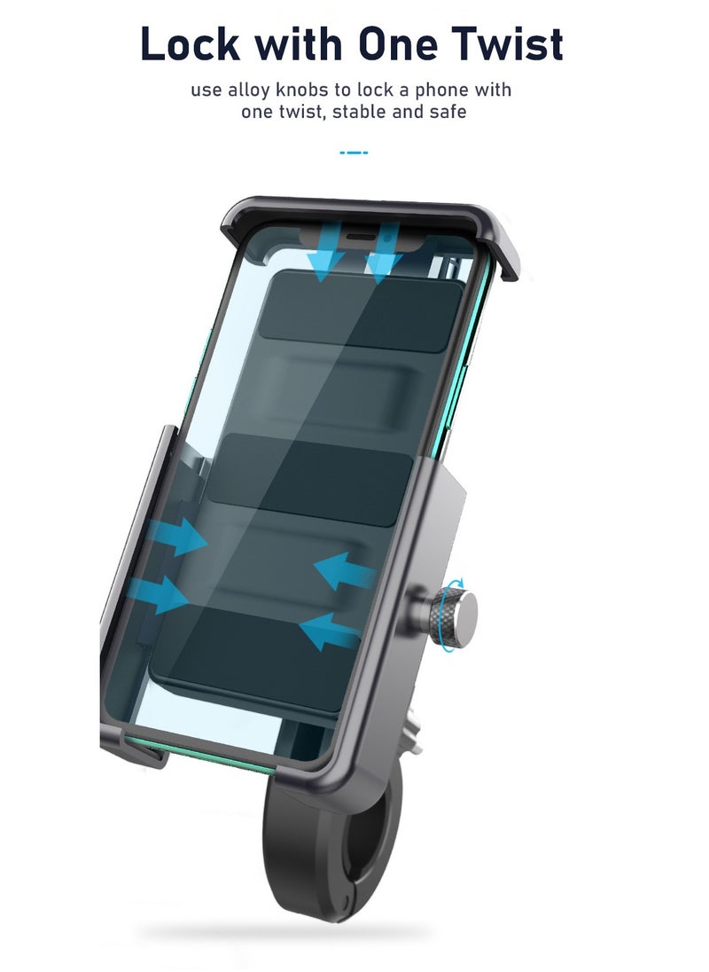 Folanry Bike Phone Holder, Motorcycle Phone Holder, Adjustable Mount with 360° Rotation for Motorcycle/Bicycle Handlebar Clamp and Rearview Mirror Bracket Fits 4.5-6.8 Inches Smartphones  - Image 3