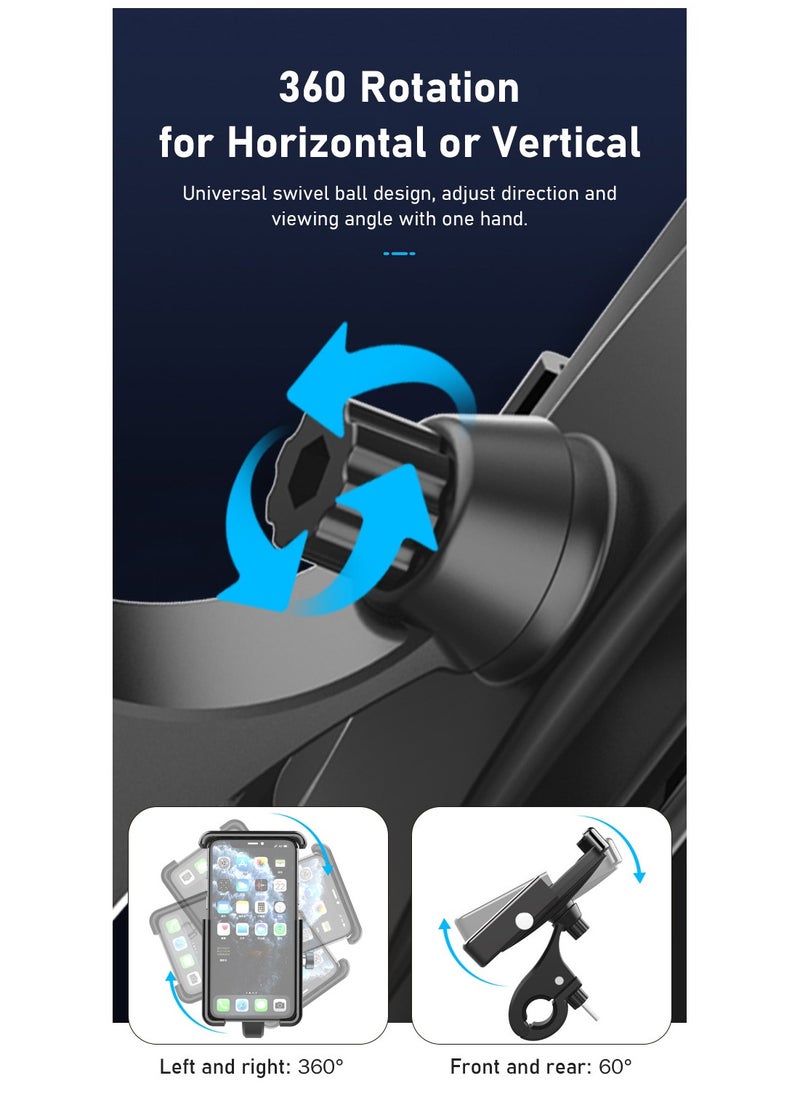 Folanry Bike Phone Holder, Motorcycle Phone Holder, Adjustable Mount with 360° Rotation for Motorcycle/Bicycle Handlebar Clamp and Rearview Mirror Bracket Fits 4.5-6.8 Inches Smartphones  - Image 5