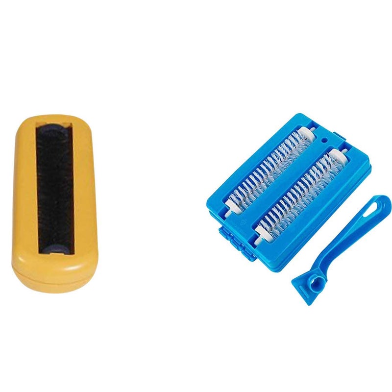 goldennest Goldennest Carpet Cleaner Plastic Crumb Sweeper Single and Double Roller Dirt Cleaning Brush Combo Medium Size Random Colour  - Image 1