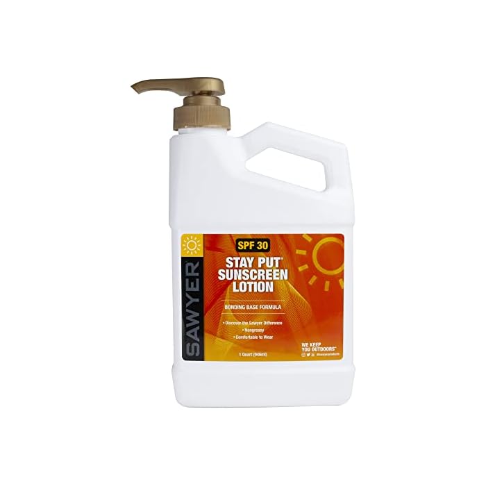Sawyer Products SP1132 SPF 30 Stay-Put System 1 Sunblock Lotion Dispensing Jug, 32-Ounce, White