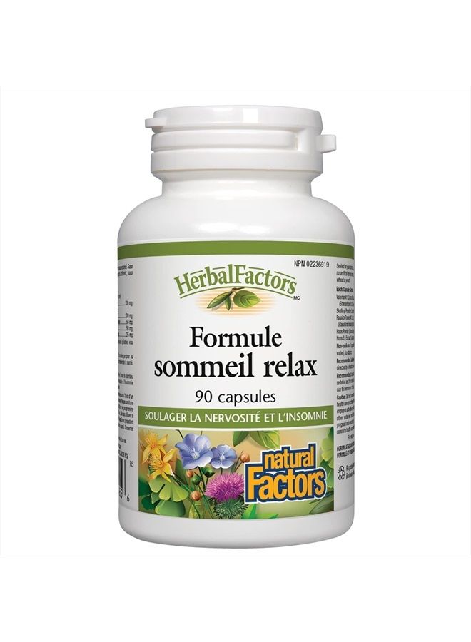 natural Factors Herbal Factors Sleep Relax Formula by Natural Factors, Natural Sleep Aid with Valerian Root, Passion Flower and Skullcap, Non-GMO, 90 capsules (90 servings)  - Image 3