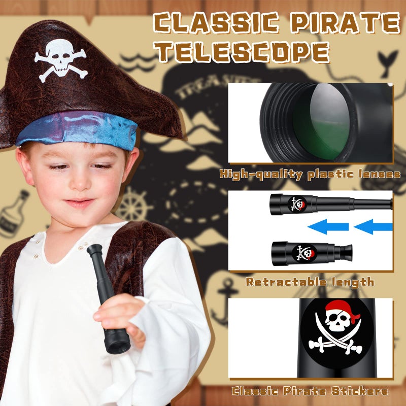 Charniol 20 Pcs Pirate Telescope Bulk Pirate Party Favors Mini Plastic Monocular Telescope Toddler Spyglass Toy for Treasure Find Pretend Cosplay Birthday Party - Image 3