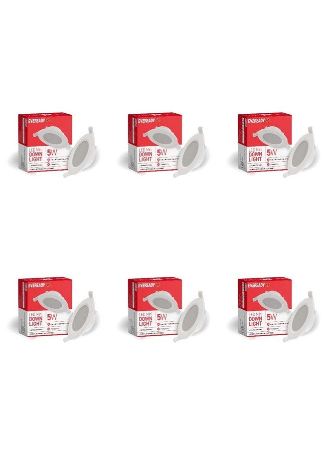 Eveready Eveready LED 5W Mini Downlight | Cutout 3inches | High Surge Protection Upto 4KV | Fits into Junction Box | Light Weight PC Body | Pack of 6 - Image 1