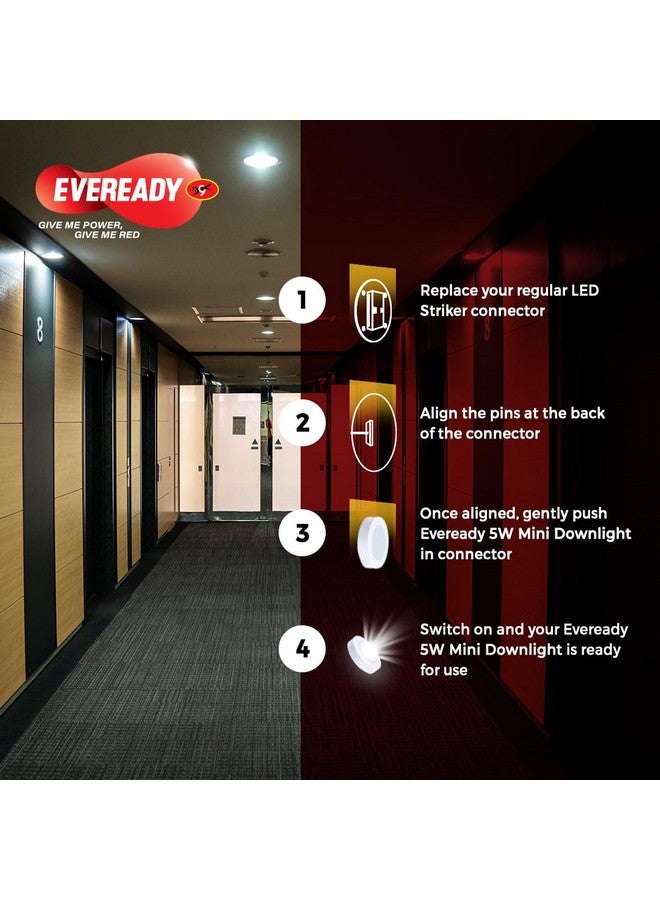 Eveready Eveready LED 5W Mini Downlight | Cutout 3inches | High Surge Protection Upto 4KV | Fits into Junction Box | Light Weight PC Body | Pack of 6 - Image 5