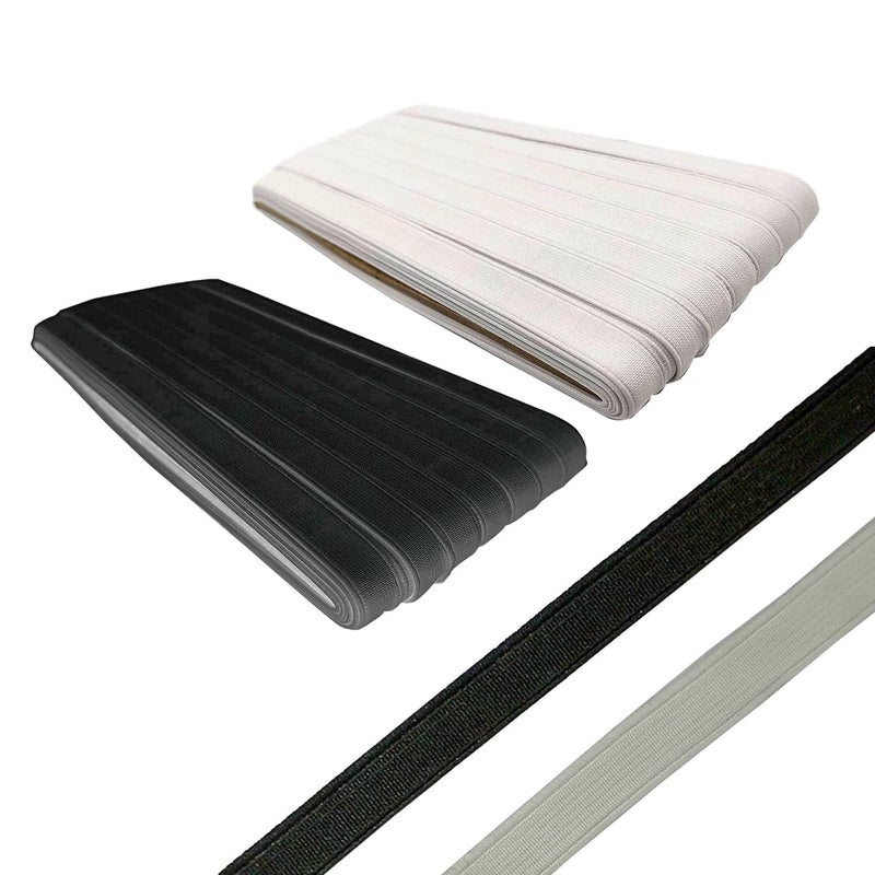 Aakriti Aakriti 6mm Elastic Black 10 Meter and White 10 Meter Woven ElasticPolyester Elastic Used for Sewing Stitching Tailoring Elastic Pants and Other DIY Items Mask Making Elastic 20 Meter - Image 1