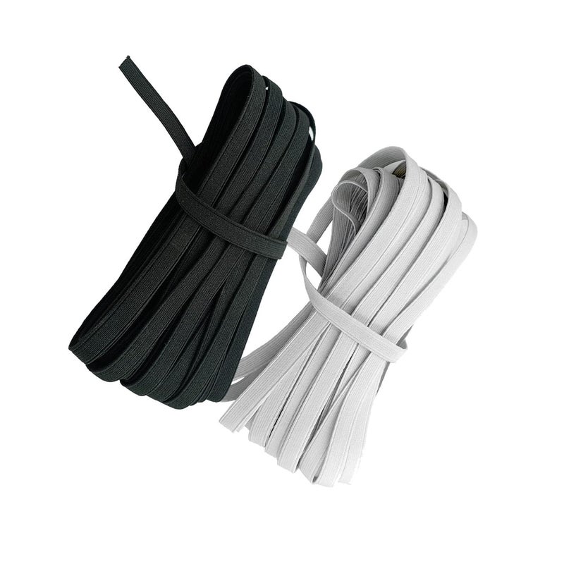 Aakriti Aakriti 6mm Elastic Black 10 Meter and White 10 Meter Woven ElasticPolyester Elastic Used for Sewing Stitching Tailoring Elastic Pants and Other DIY Items Mask Making Elastic 20 Meter - Image 2