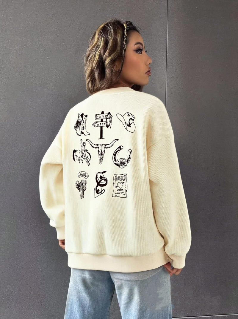 UNIQUEONE Boho Cow Skull Sweatshirt Women Cowgirl Shirt Rodeo Western Country Concert Outfits Nashville Graphic Pullover Tops - Image 3