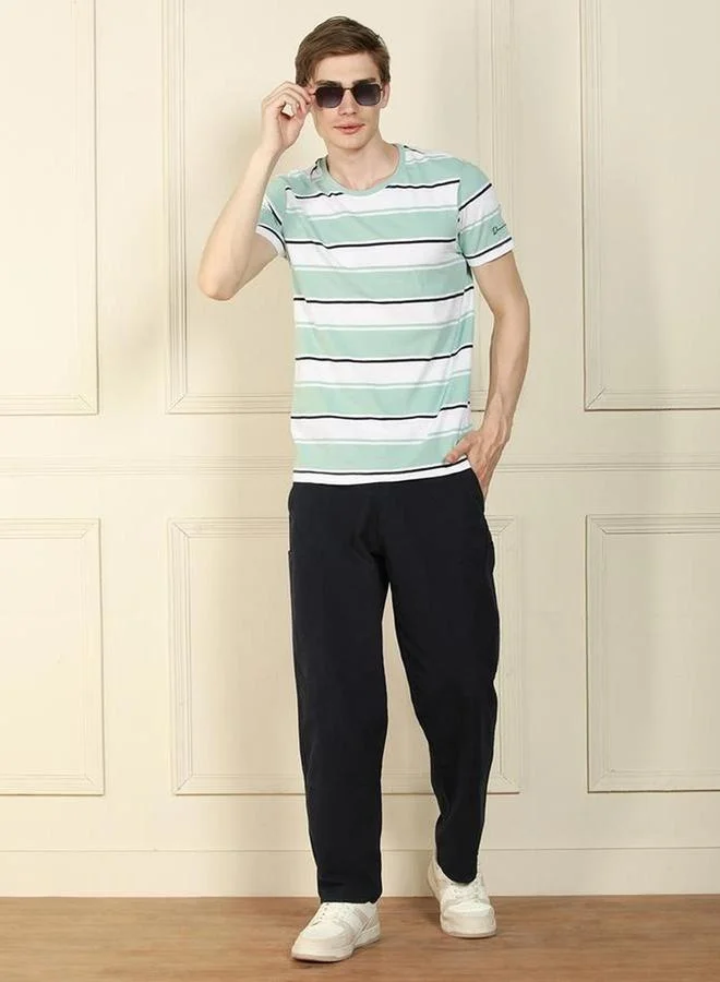 Dennis Lingo Dennis lingo Men Green Striped Crew Neck T-Shirt