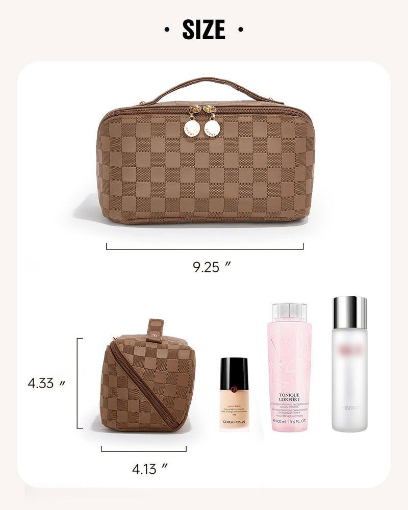 EACHY Travel Makeup Bag,Large Capacity Cosmetic Bags for Women,Waterproof Portable Pouch Open Flat Toiletry Bag Pattern Makeup Bag - Image 5