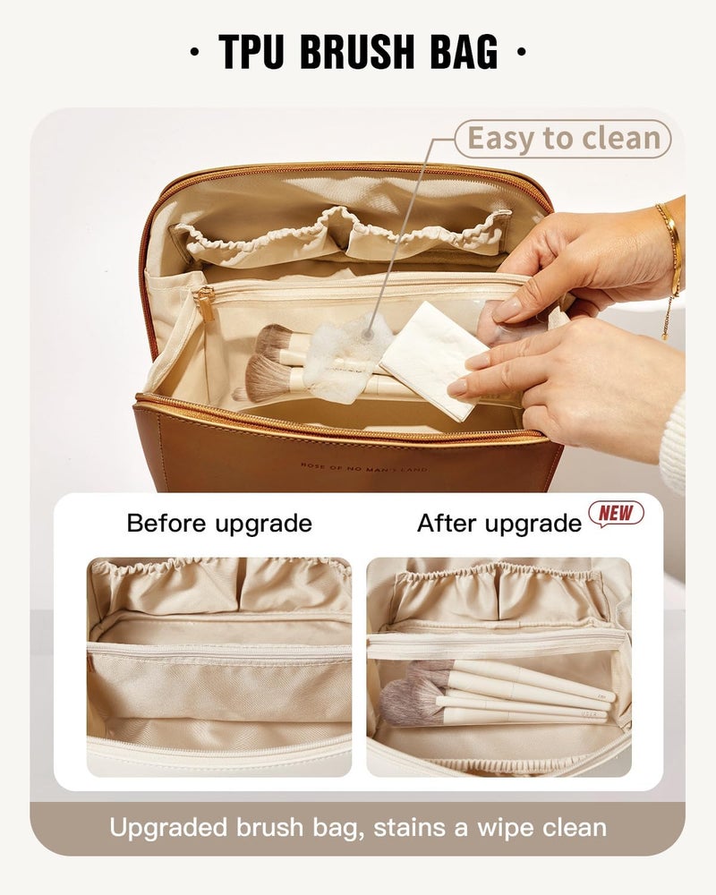 EACHY Travel Makeup Bag,Large Capacity Cosmetic Bags for Women,Waterproof Portable Pouch Open Flat Toiletry Bag Pattern Makeup Bag - Image 3