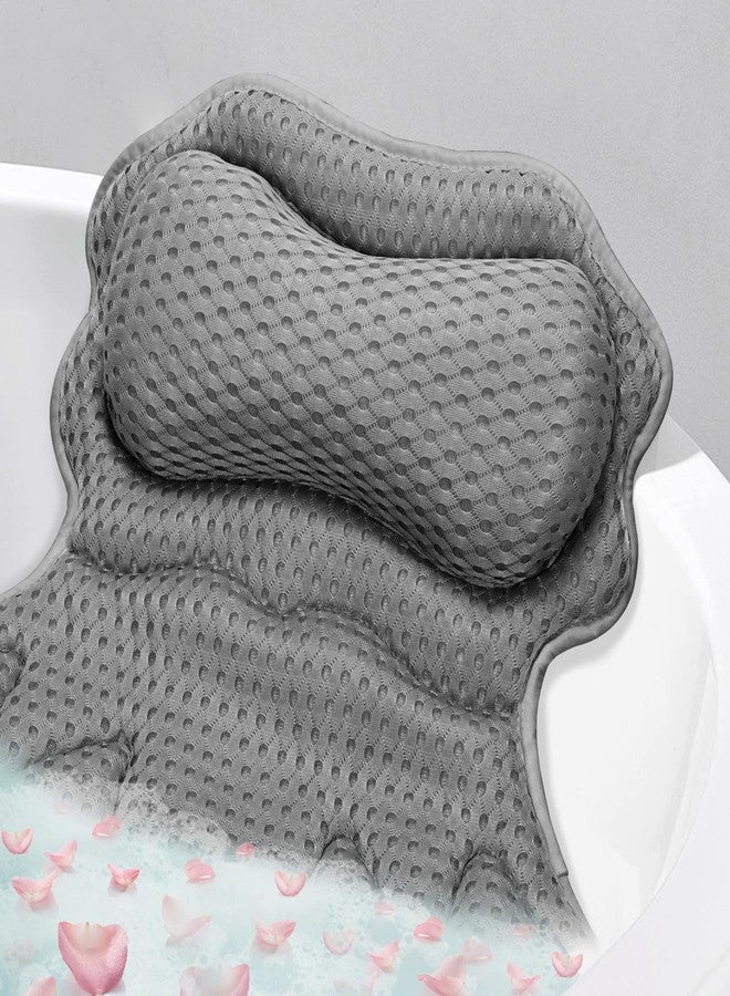 SetSail Bath Pillow, Relaxing Bath Pillows for Tub Neck and Back Support Soft 4D Breathable Air Mesh Ergonomic Bathtub Pillow with 6 Strong Suction Cups and Hook Luxury Bathroom accessories,Grey - Image 1
