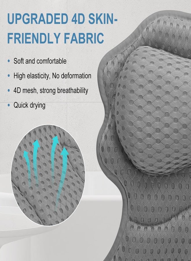 SetSail Bath Pillow, Relaxing Bath Pillows for Tub Neck and Back Support Soft 4D Breathable Air Mesh Ergonomic Bathtub Pillow with 6 Strong Suction Cups and Hook Luxury Bathroom accessories,Grey - Image 4
