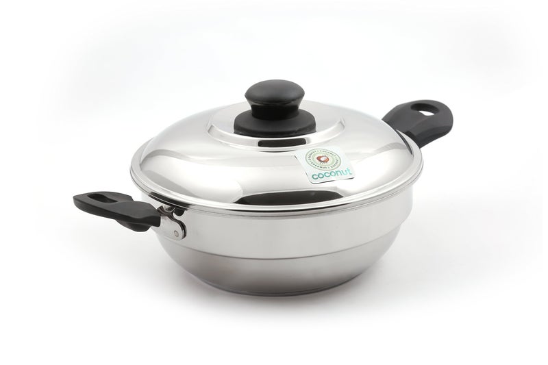 Coconut Stainless Steel Idli Steamer 8 Idli with SS Lid | Extra Thick Sandwich Bottom | Induction & Gas Compatible | Multipurpose Idli Cooker & Kadhai 2.5 Ltr - Image 2