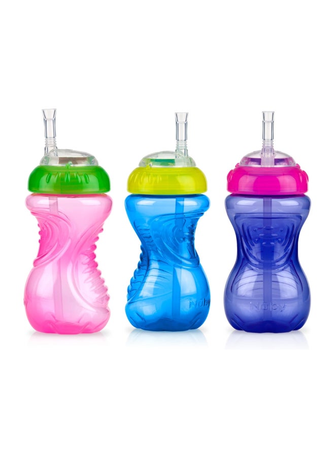 Nuby Flex Straw Cups, 3-Pack, Toddler Straw Training Cups with Flexible Straw Design, Spill Resistant Drinking Cups for Daily Hydration, Assorted - Image 3
