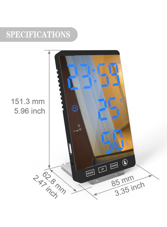 NIBEMINENT Smart Mirror LED Clock Black 5.96x2.47x3.35inch - Image 5