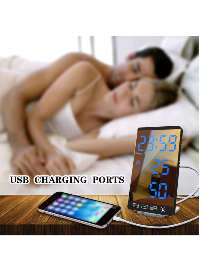 NIBEMINENT Smart Mirror LED Clock Black 5.96x2.47x3.35inch - Image 4