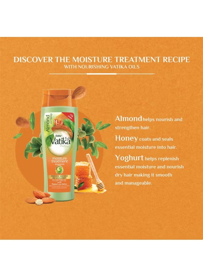 Vatika Naturals Mositure Treatment Shampoo 360 ml + 15 % OFF | Almond & Honey Smoothens, Adds Shine & Manageability For Dry, Frizzy & Coarse Hair 360.0ml - Image 4