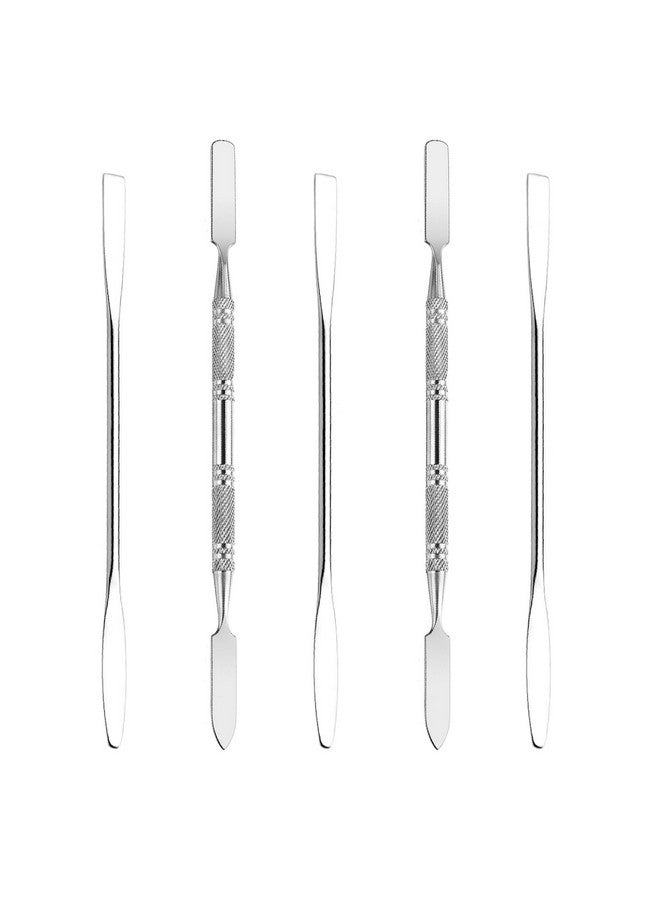 Wismee 5Pcs Makeup Spatula tool metal Set Professional Beauty Stainless Steel Cosmetics Mixer Long Metal Spatula Depotting Mixing Tool (#1+#2) - Image 1