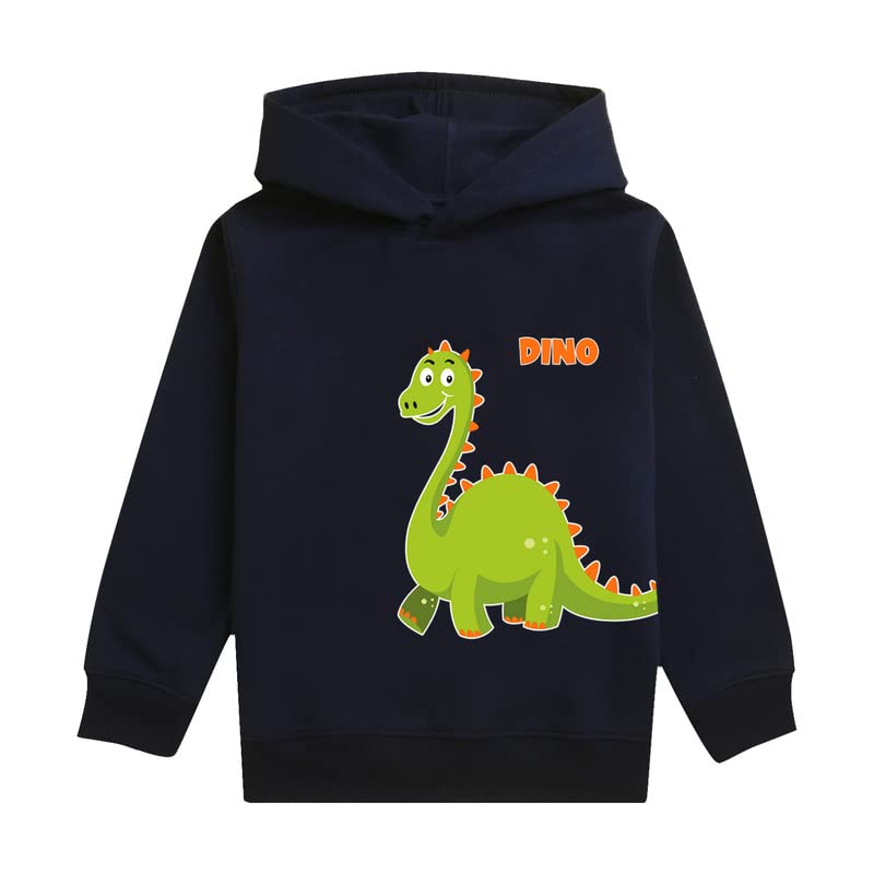 Nusyl Boy's Dinosaur Printed Hoodies |Skin Friendly Full Sleeve Sweatshirt |Pullover Hooded Neck Sweatshirt |Boys Winter Hoodie Sweatshirts | Navy - Image 1