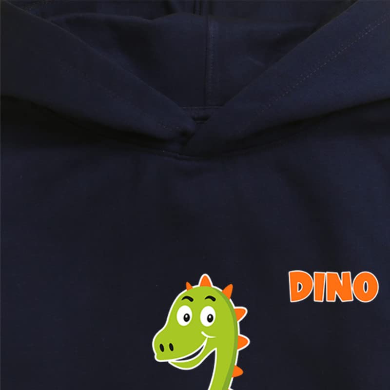 Nusyl Boy's Dinosaur Printed Hoodies |Skin Friendly Full Sleeve Sweatshirt |Pullover Hooded Neck Sweatshirt |Boys Winter Hoodie Sweatshirts | Navy - Image 3